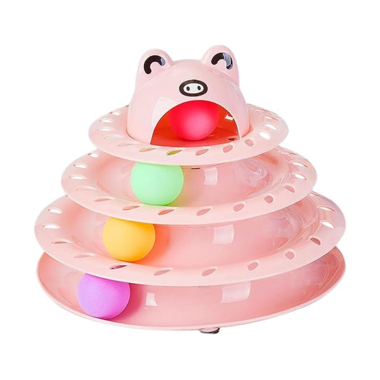 Cozy Paws Interactive 4-Tier Ball Track Cat Toy for Indoor Cats - Mixed Colors