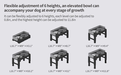 Pakeway Stainless Steel Elevated Double Dog Bowl-42.4*22.8*22 Cm - Grey