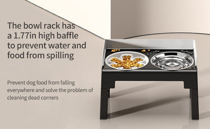 Pakeway Stainless Steel Elevated Double Dog Bowl-42.4*22.8*22 Cm - Black