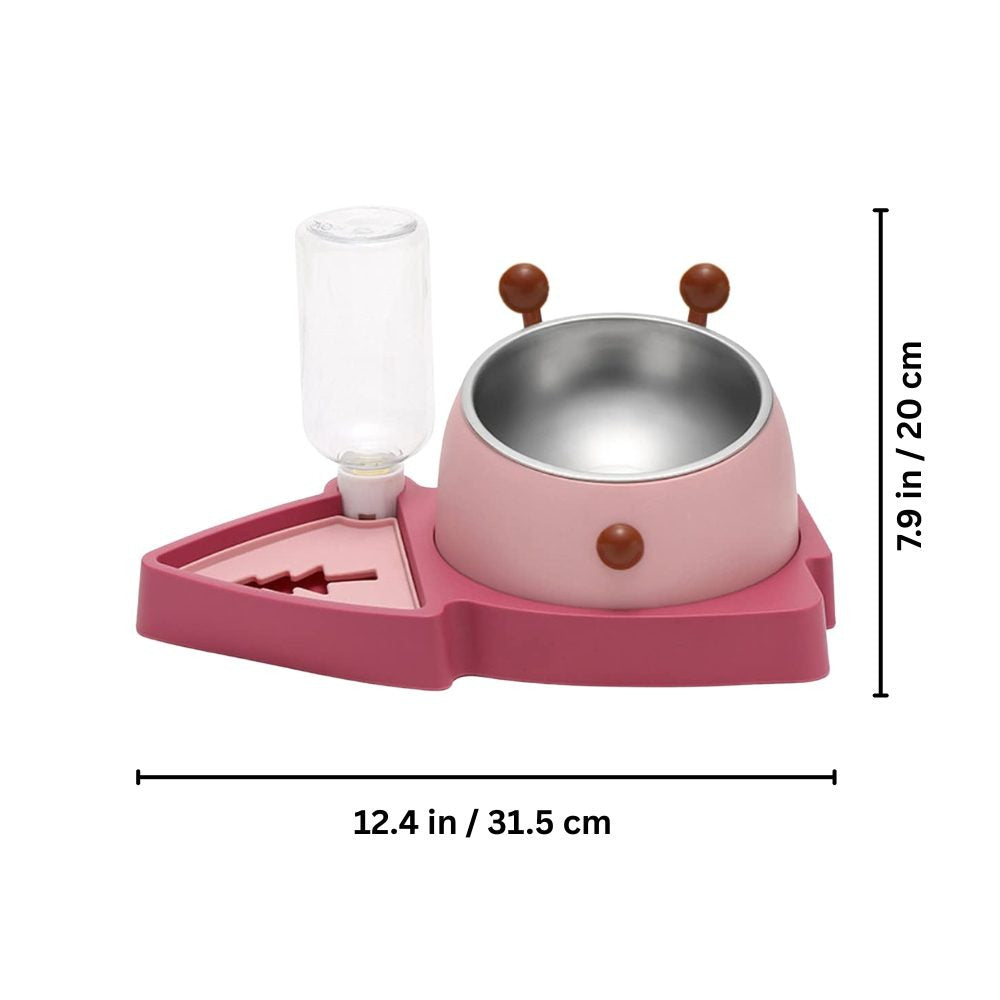 Cozy Paws 2 in 1 Water and Food Dispenser - 31.5x20cm-Pink