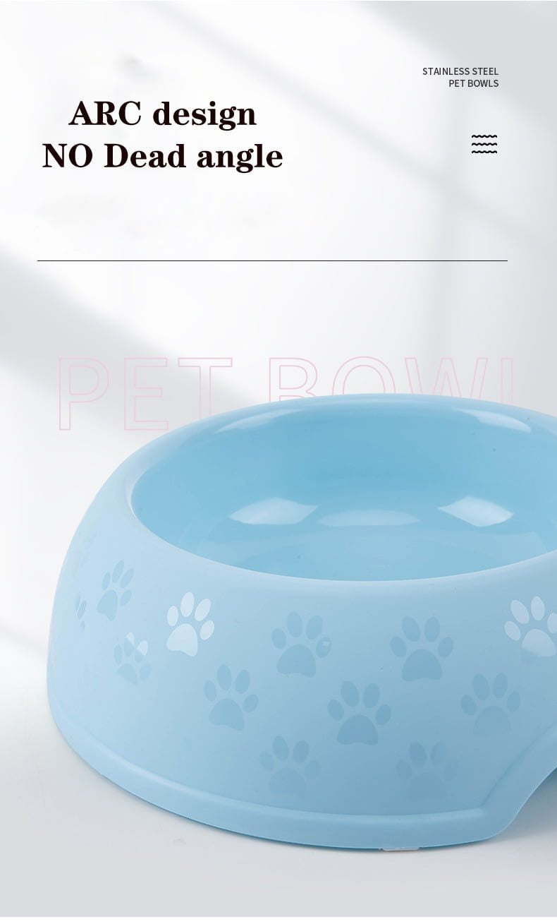 Paw Print Single Dining Pet Feedrer With Stainless Steel Bowl & Non Slip Rubber Bottom-Blue -29.5*10Cm