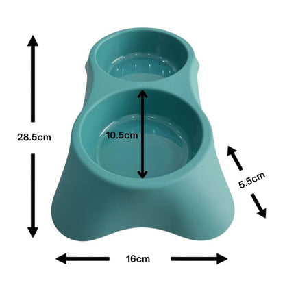 Cozy Paws Dual Pet Feeding Bowl Plastic- 28.5x16x5.5cm-Green