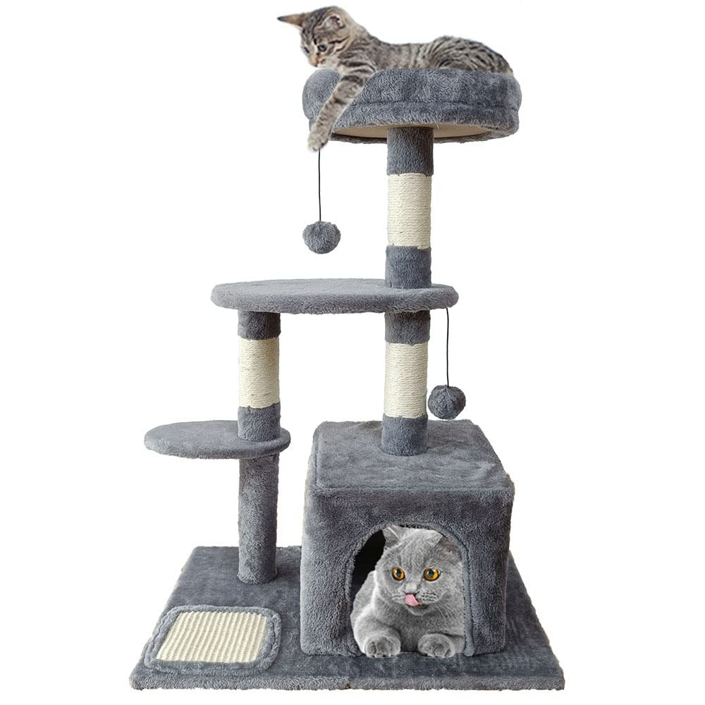 Cat Tree Tower With Sisal Covered Scratching Post, Mdf Board, Plush, Sisal Rope -40*60*80 Cm