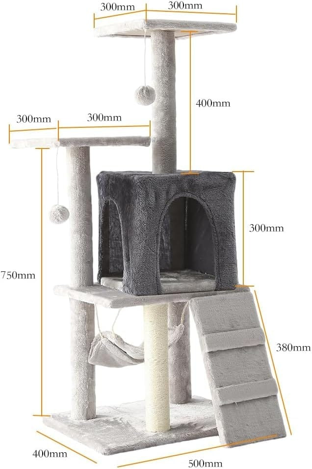 CAT TOWER GREY 50*40*110 (With hammock )