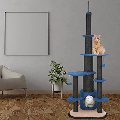 Cat Tree Tall Tower With Sisal Covered Scratching Post, Mdf Board, Plush, Sisal Rope -65*65*188 Cm