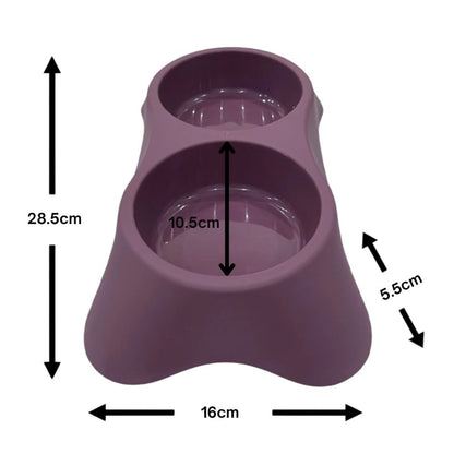 Cozy Paws Dual Pet Feeding Bowl Plastic-28.5x16x5.5cm-Purple