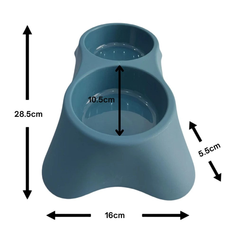 Cozy Paws Dual Pet Feeding Bowl Plastic-28.5x16x5.5cm-Blue