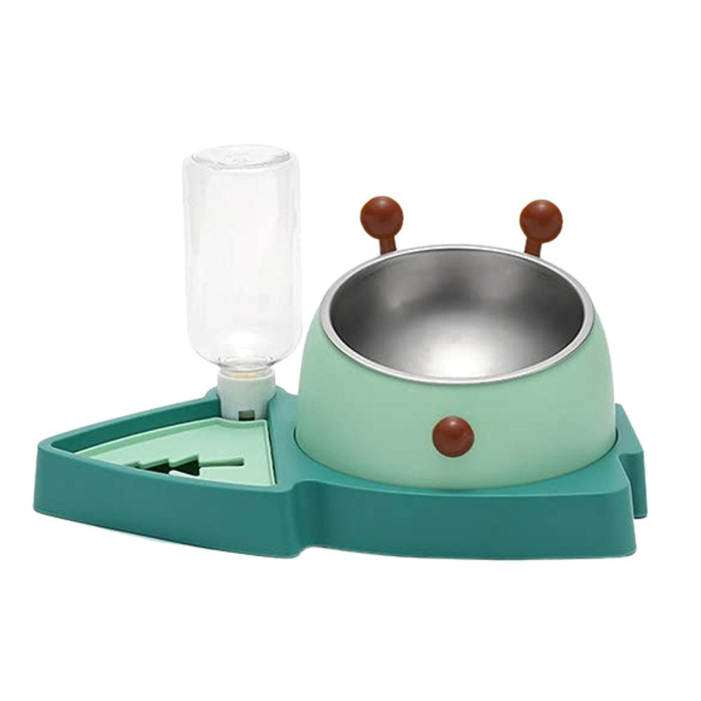 Cozy Paws 2 in 1 Water and Food Dispenser - 31.5x20cm-Green
