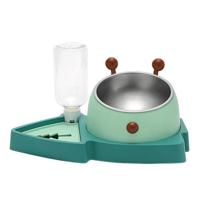 Cozy Paws 2 in 1 Water and Food Dispenser - 31.5x20cm-Green
