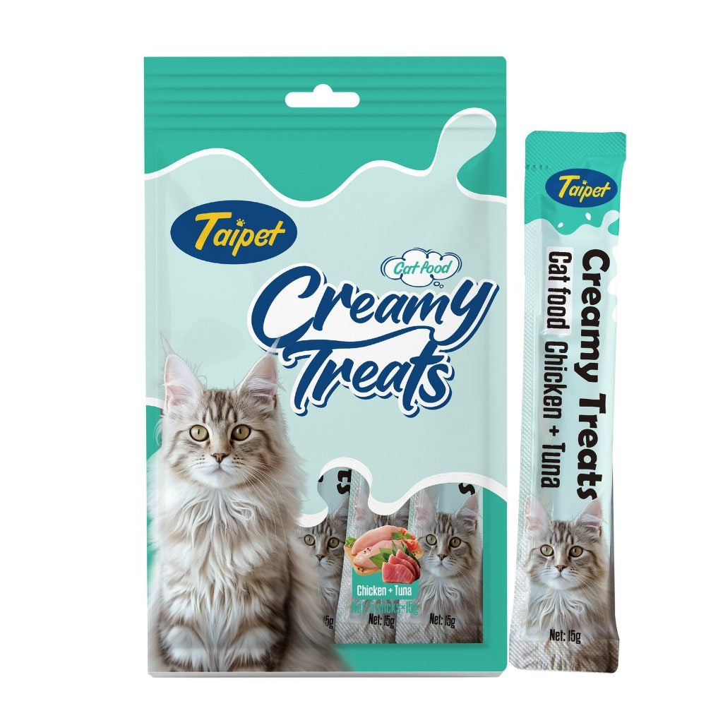 Taipet Cat Creamy Treats Chicken &amp; Tuna Flavor 15gx5pcs(Box contains 12pcs)