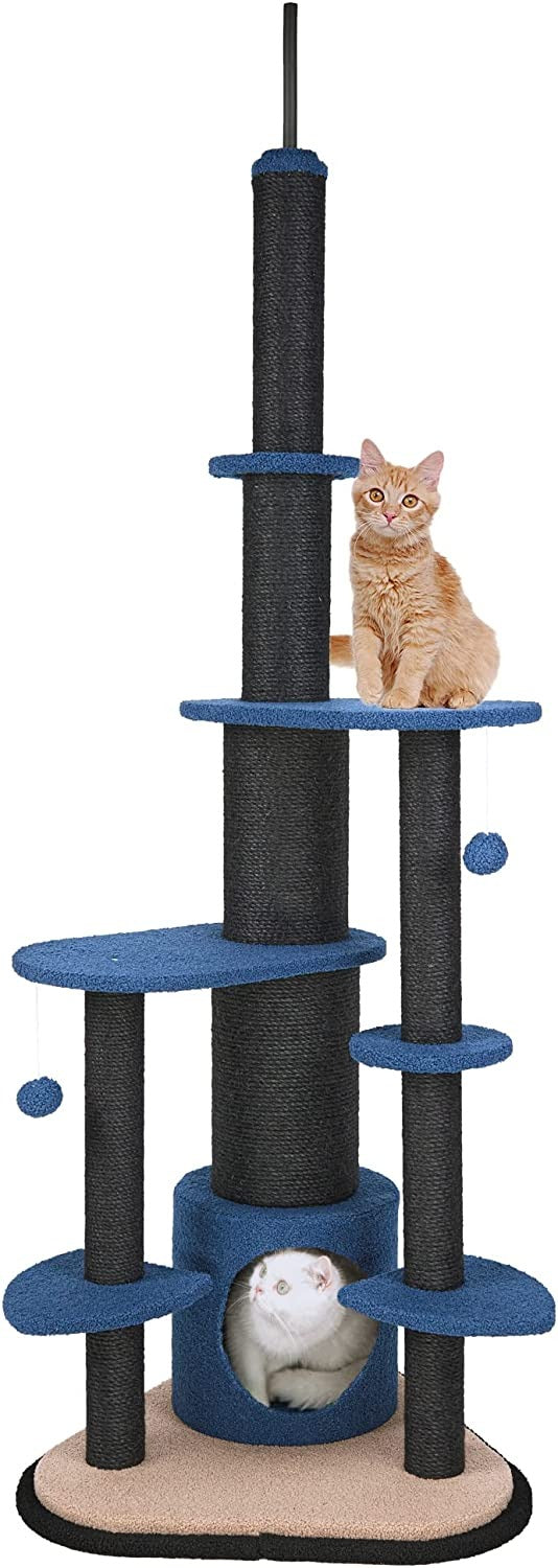Cat Tree Tall Tower With Sisal Covered Scratching Post, Mdf Board, Plush, Sisal Rope -65*65*188 Cm