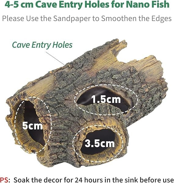 Cozy Paws Aquarium Decoration Hollow Tree Hole- 13.5*10*7cm