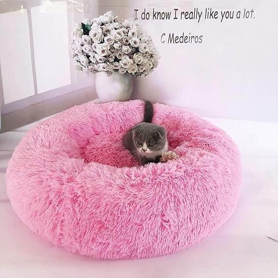 Coco Kindi Soft Plush Round Bed-Pink