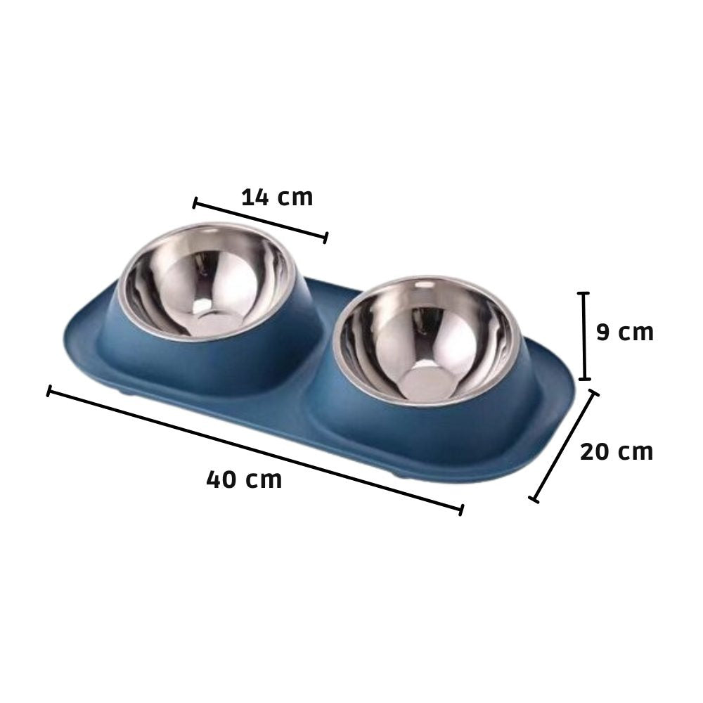 Cozy Paws Elevated Dual Pet Bowl with Stainless Steel Bowl – 40×22×9cm (Yellow)