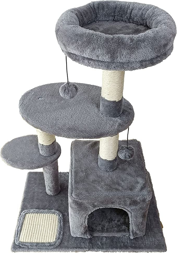 Cat Tree Tower With Sisal Covered Scratching Post, Mdf Board, Plush, Sisal Rope -40*60*80 Cm
