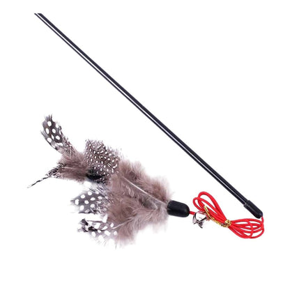 Cozy Paws Interactive Cat Teaser Wand Toy with Bell & Feather – 10pcs Pack
