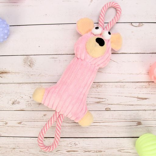 For Pet Dog Chew Squeak Toys Fleece With Cotton Handle Rope