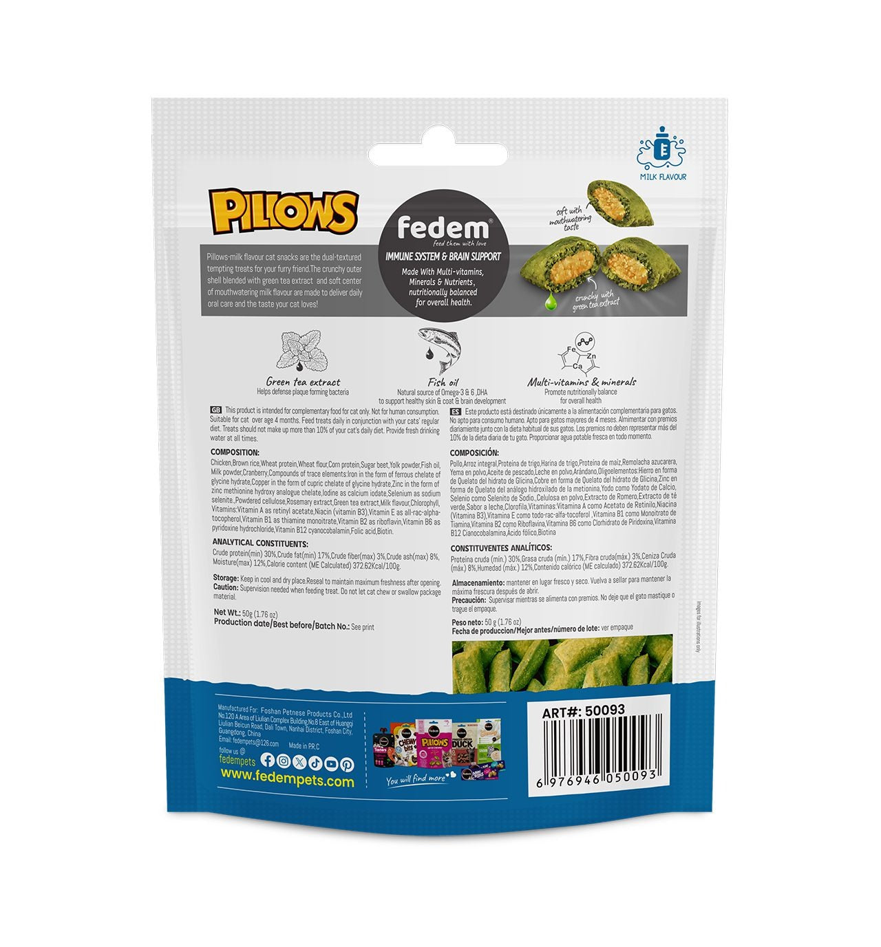 Fedem Pillows Cat Treats ?Milk Flavour 50g