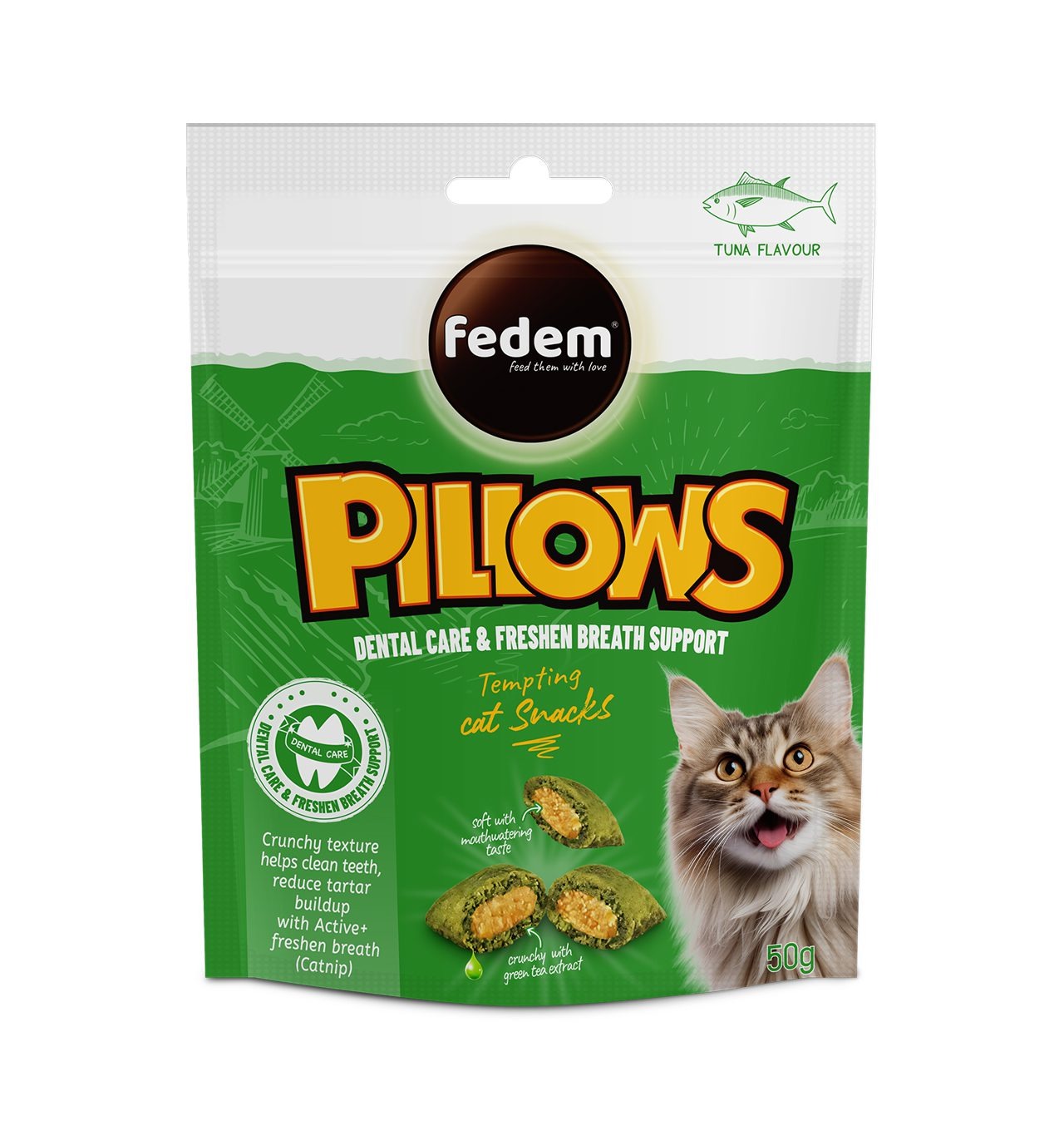 Fedem Pillows Cat Treats ? Tuna Flavour 50g