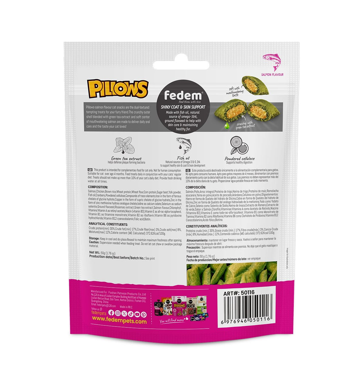 Fedem Pillows Cat Treats ? Salmon Flavour 50g