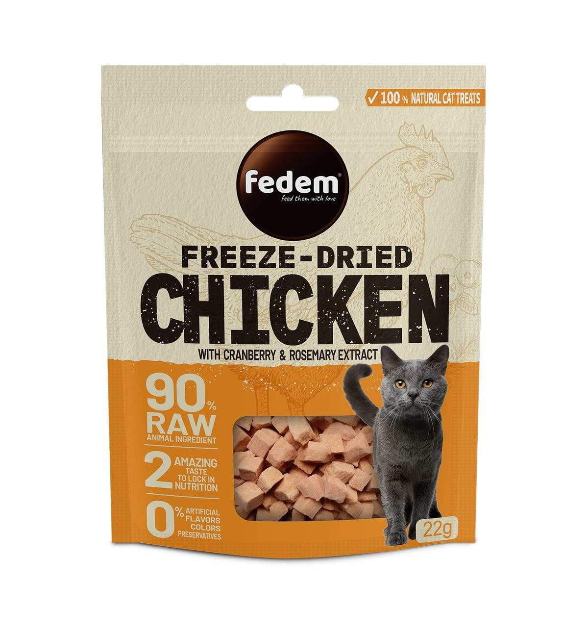 Fedem Freeze-Dried Cat Treat ? Chicken & Cranberry 22g