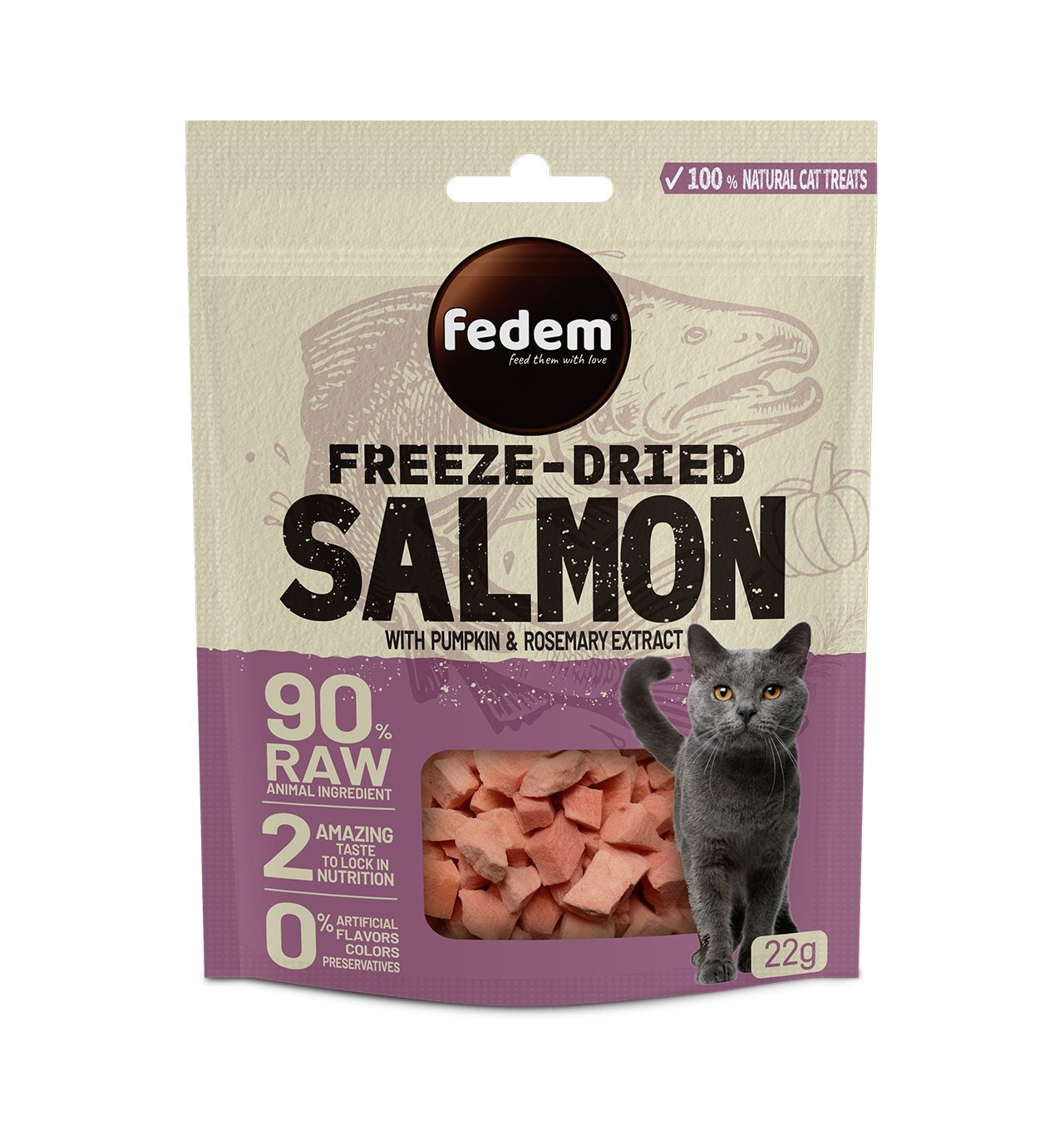 Fedem Freeze-Dried Cat Treat ? Salmon & Pumpkin 22g