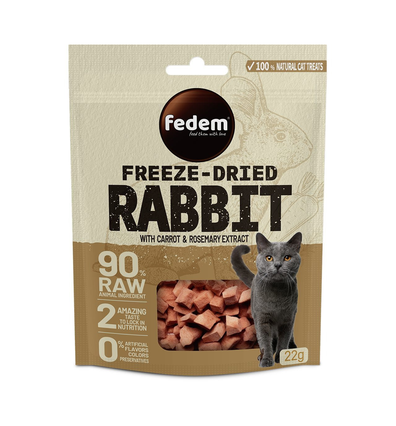 Fedem Freeze-Dried Cat Treat ? Rabbit & Carrot 22g