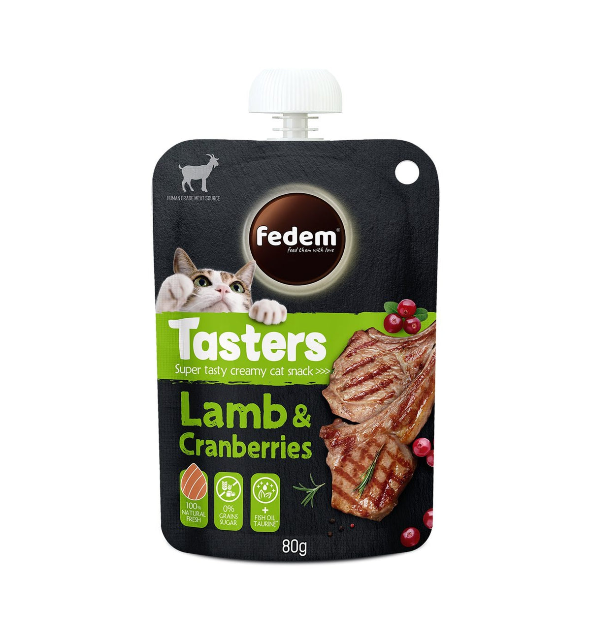 Fedem Tasters Creamy Cat Snack ? Lamb &amp; Cranberries 80g