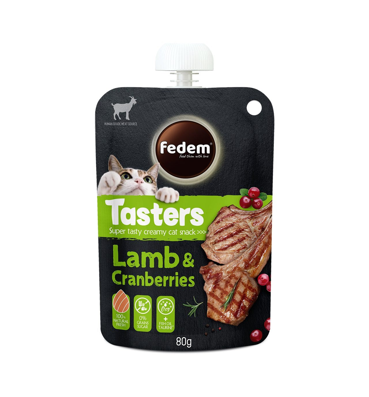 Fedem Tasters Creamy Cat Snack ? Lamb &amp; Cranberries 80g