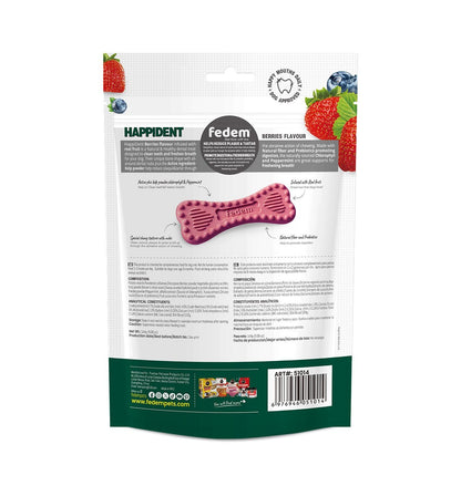 Fedem Happident Petite Dog Treats ? Berries Flavour 144g (18 pcs)
