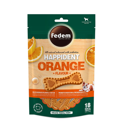 Fedem Happident Petite Dog Treats ? Orange Flavour 144g(18pcs)