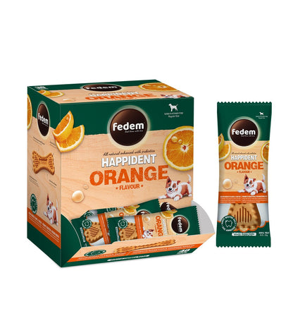 Fedem Happident Regular Dog Treat ? Orange Flavour 20g x 48pcs