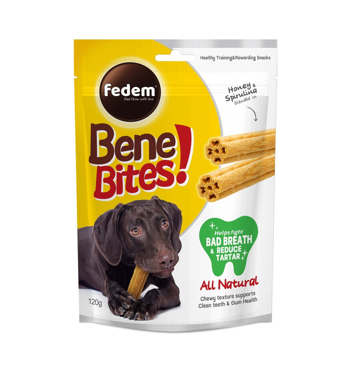 Fedem Bene Bites for Dogs ? Healthy Snacks for Fresh Breath & Tartar Control 120g