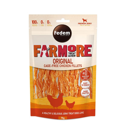 Fedem Farmore Jerky for Dogs ? Original Cage-Free Chicken Fillets 75g