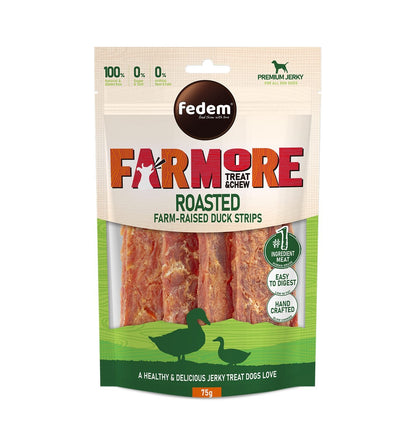 Fedem Farmore Jerky for Dogs ? Roasted Farm-Raised Duck Strips 75g