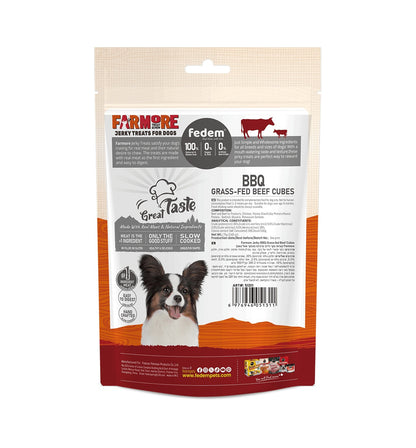 Fedem Farmore Jerky for Dogs ? BBQ Grass-Fed Beef Cubes 75g