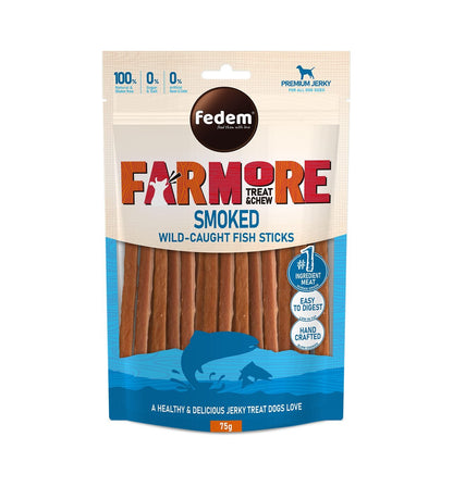 Fedem Farmore Jerky for Dogs ? Smoked Wild-Caught Fish Sticks 75g