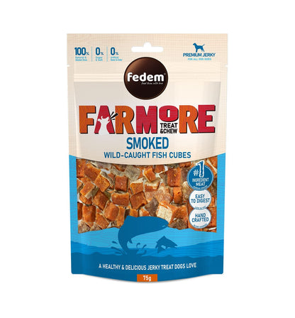 Fedem Farmore Jerky for Dogs ? Smoked Wild-Caught Fish Cubes 75g