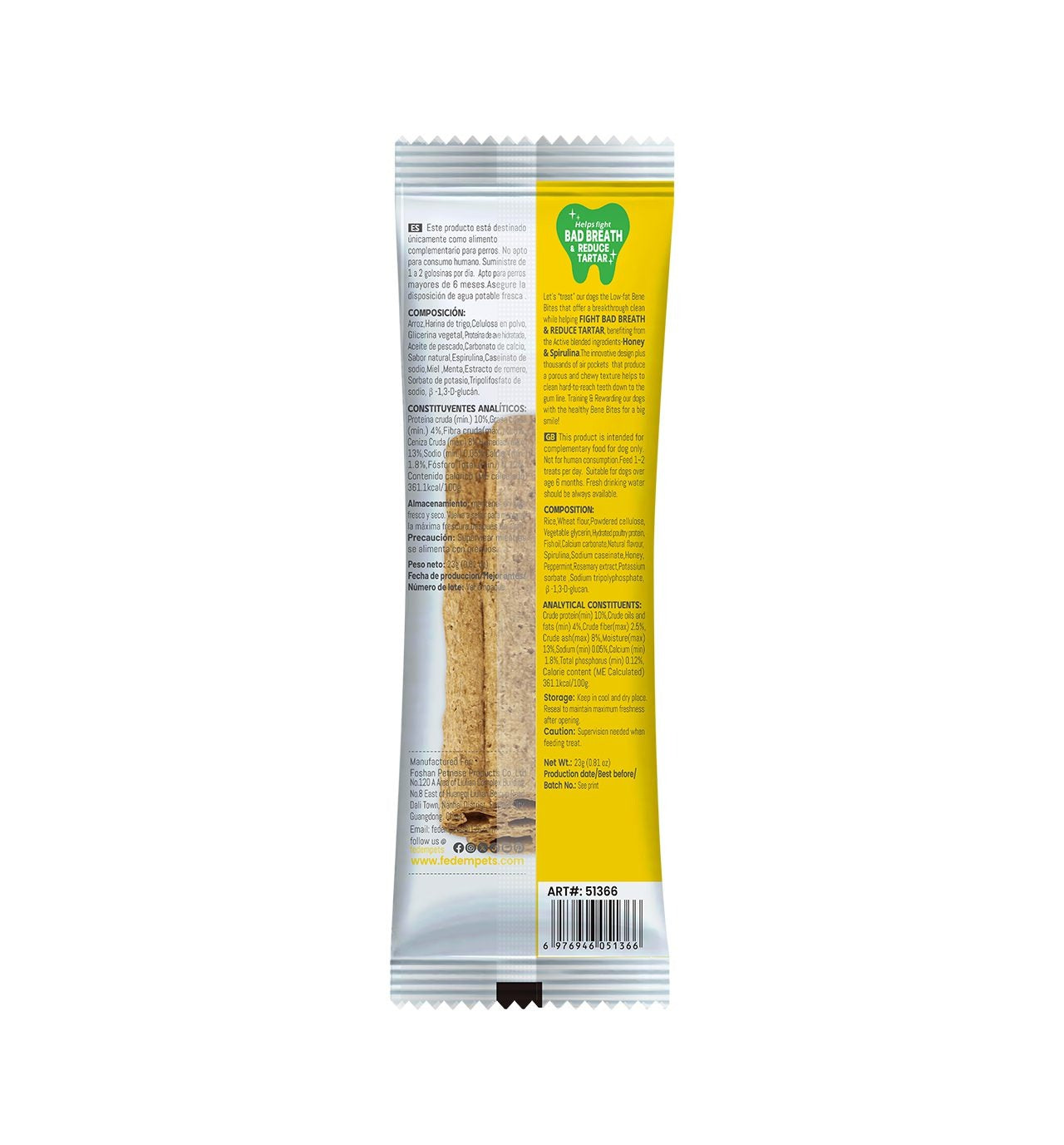 Fedem Bene Bites for Dogs ? Healthy Snacks for Fresh Breath &amp; Tartar Control 23g x 38pcs