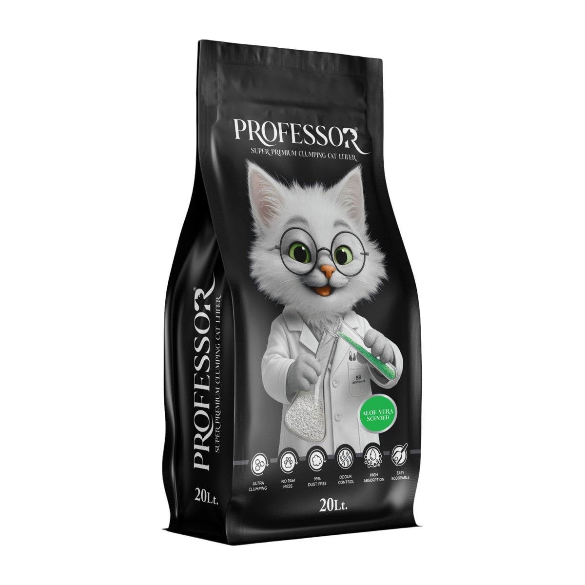 Professor White Bentonite Clumping Cat Litter â Aloe Veraâ 20L