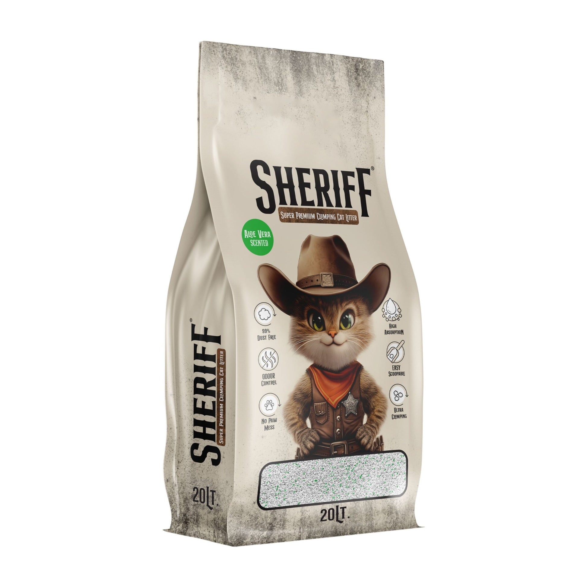 Sheriff White Bentonite Clumping Cat Litter â Aloe Veraâ 20L