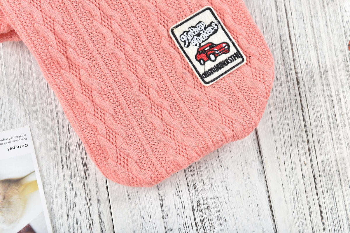 Hong Pet Wave Striped Clothes Knitted Shirt - Rose Red