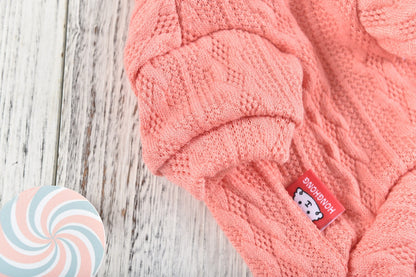 Hong Pet Wave Striped Clothes Knitted Shirt - Rose Red