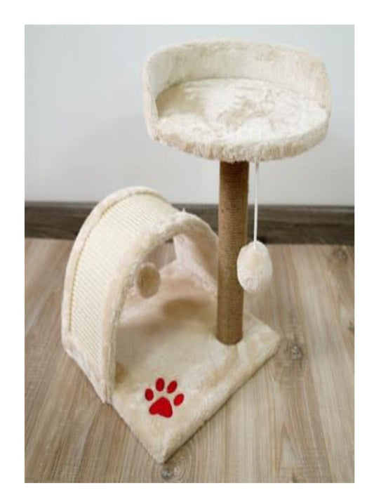 Haisen Pet Cat Scratching Post , Natural Sisal Claw Scratcher With Arched Sisal Pad And Interactive Plush Ball - Size -35*35*45 Cm