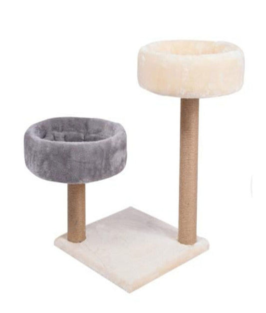 Haisen Pet Cat Scratching Tower With Double Round Perch And Sisal Post -Size - 40*40*50 Cm