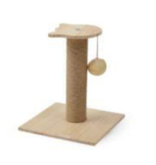 Haisen Pet Cat Scratcher Pole With Plush Toy And Solid Wood Base - Size - 30*30*38 Cm