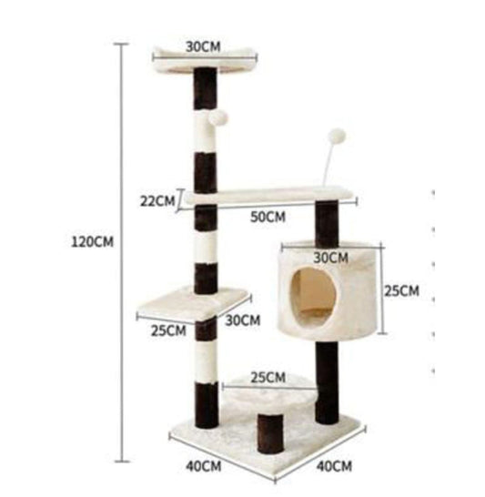 Haisen Pet Cat Tower With Multi Level Resting Point, Sisal Post And Pet House - Size - 40*40*112 Cm