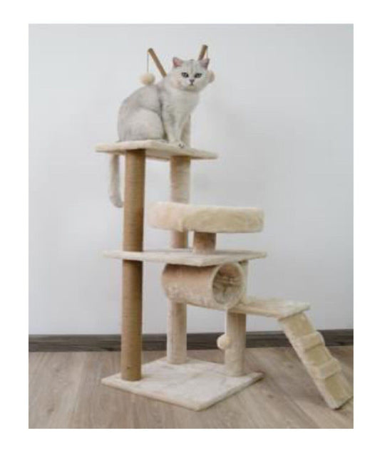 Haisen Pet Cat Tower Scatcherb With Tunnel Perch, Round Perch Rope Toy. Sisal Post And Ladder Attached - Size - 40*40*140 Cm
