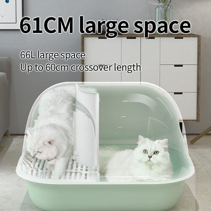 Pakeway Shell Flip-Top Open Cat-Litter Box-59.4*46.4*39.5 Cm-Green