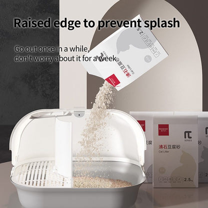 Pakeway Shell Flip-Top Open Cat-Litter Box-59.4*46.4*39.5 Cm- Grey